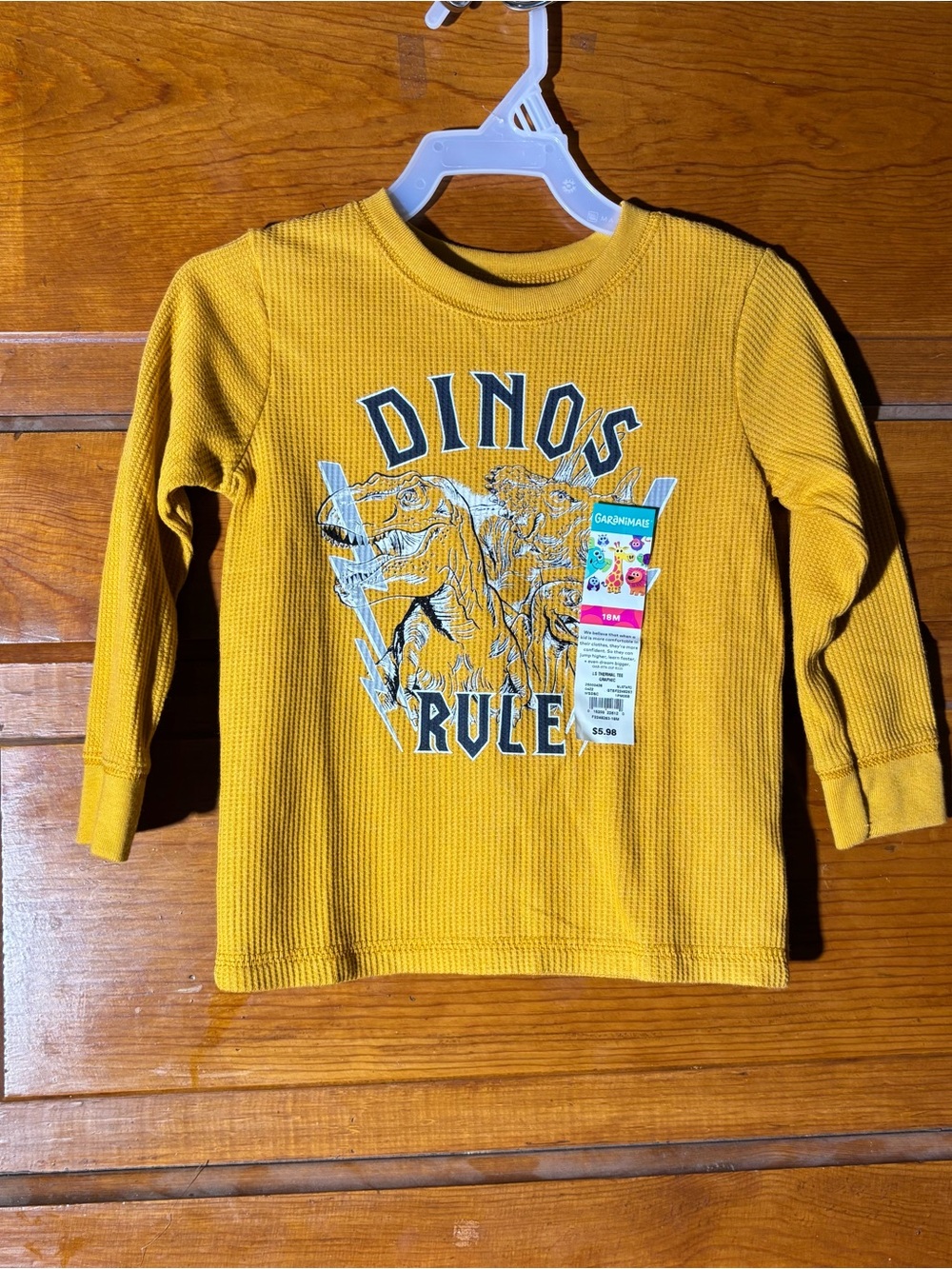 Garanimals Mustard Yellow 'Dinos Rule' Long Sleeve Tee